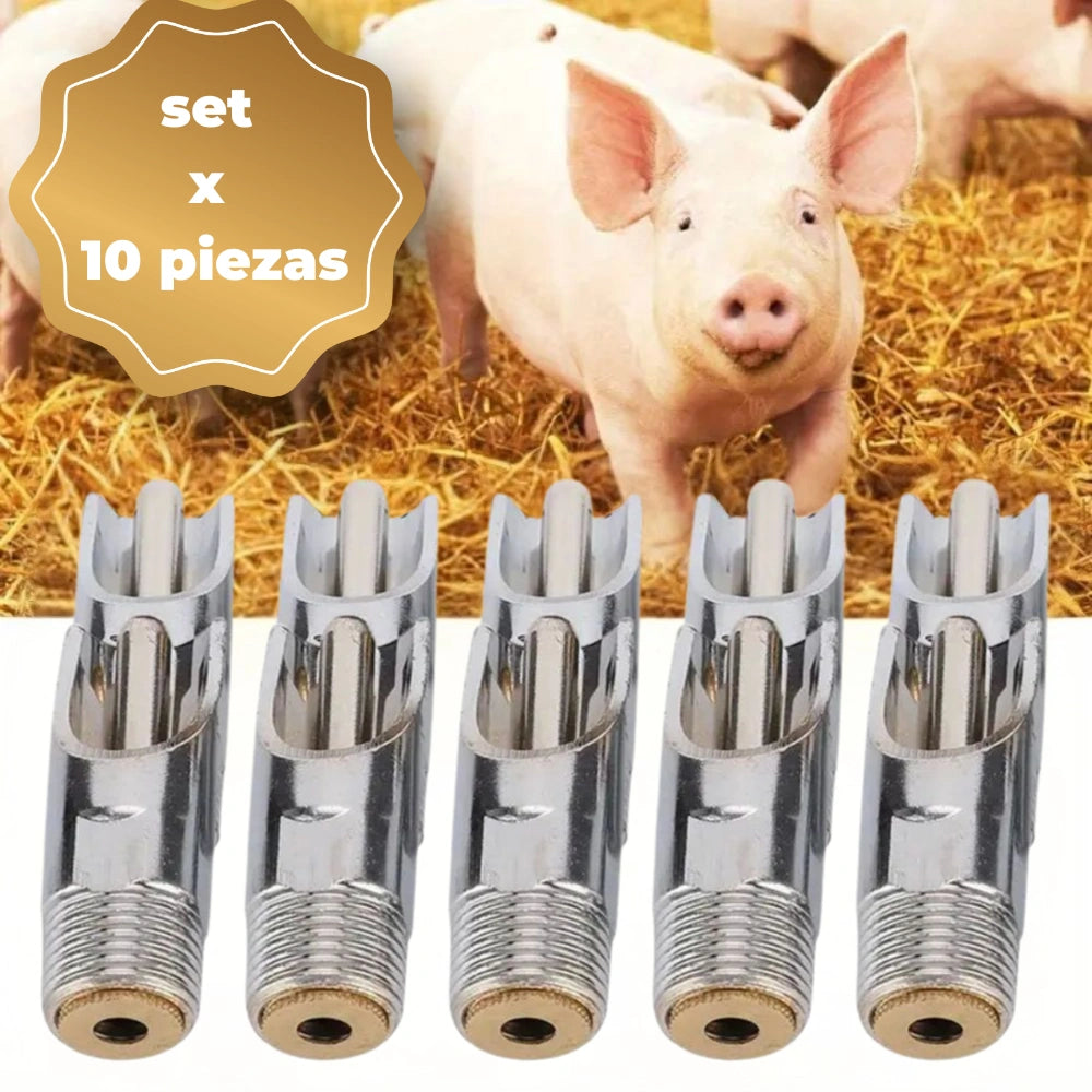 Bebedero Tipo Pezón para Cerdo – Set por 10 Unidades