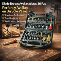 Thumbnail for Kit Profesional de Brocas Avellanadoras 26 Piezas para Carpintería de Precisión