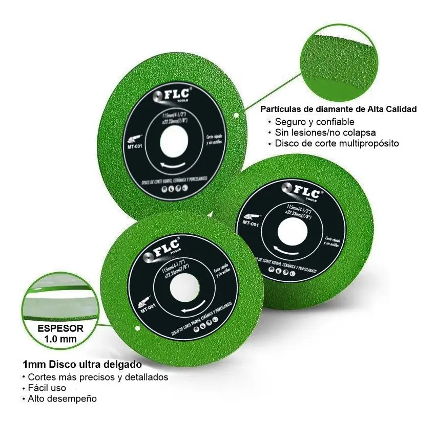 Disco Diamantado Corte Fino 4½" para Vidrio, Cerámica y Porcelanato FLC Tools | Al Por Mayor