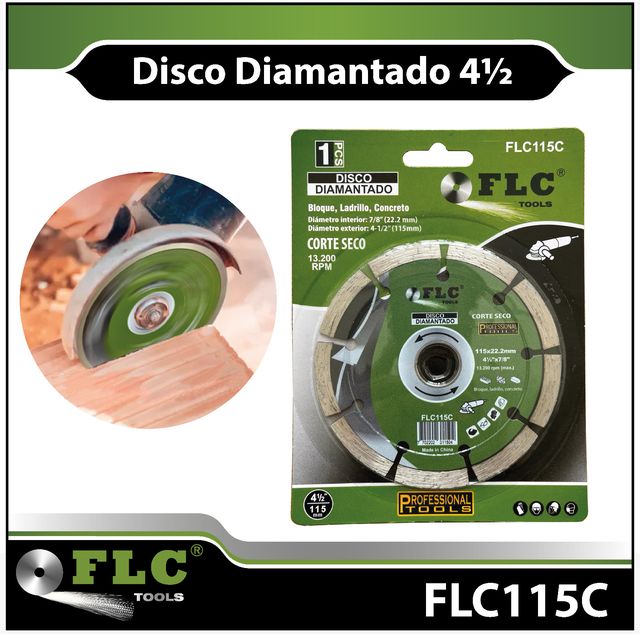Disco Diamantado Segmentado 4½" para Corte de Concreto FLC | Al Por Mayor