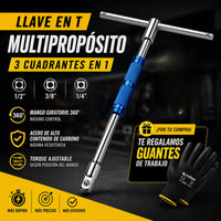 Thumbnail for Llave Tipo T Ajustable Multiproposito 3 Cuadrantes 1/4 3/8 1/2