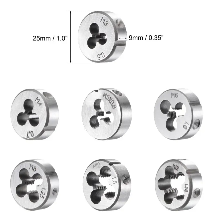 Juego de Tarrajas Métricas Corrector de Tornillos x 8 Piezas FLC | Al Por Mayor