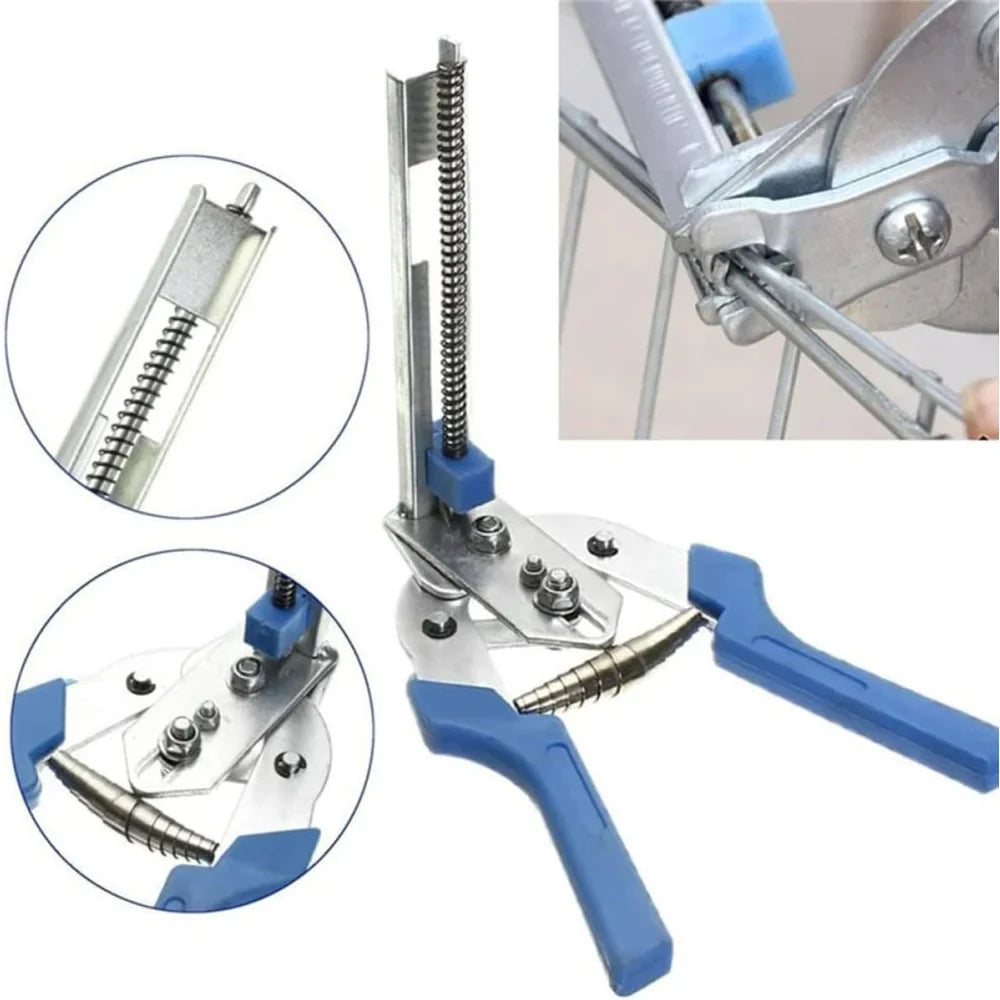 Alicate grapadora para anillos tipo C, vista de detalle del mecanismo