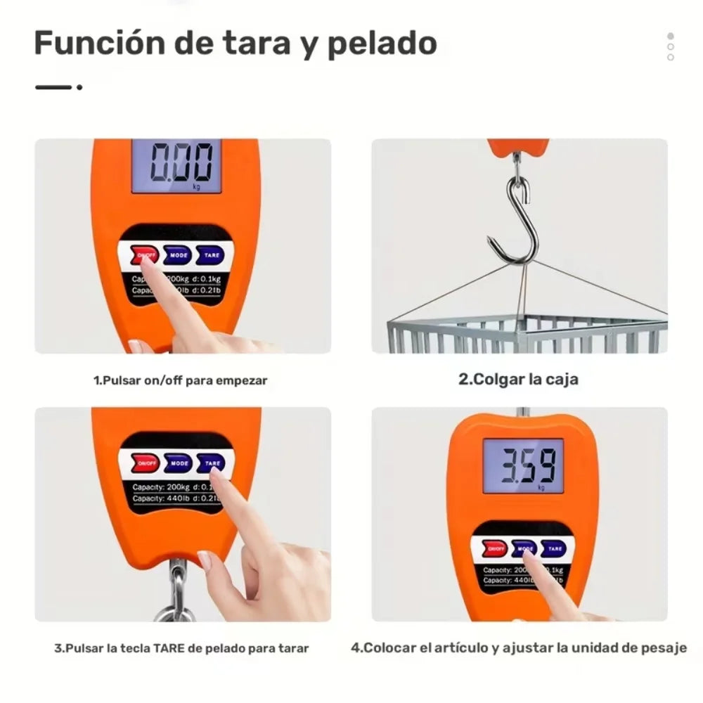 Báscula Digital Colgante Profesional 200kg Alta Precisión Industrial