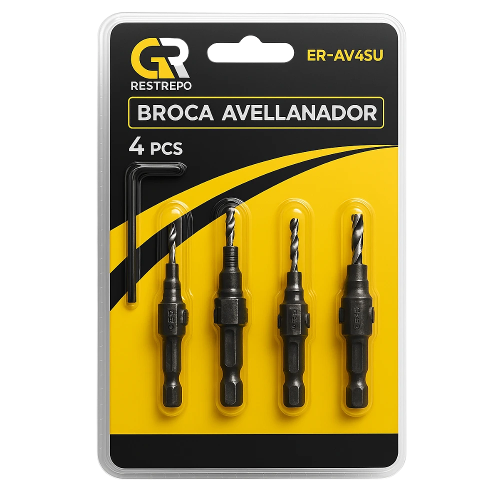 Juego de 4 Brocas Avellandoras x4 Piezas