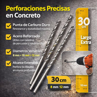 Thumbnail for Brocas Para Muro Largas 30cm Set X3 8 10 Y 12mm