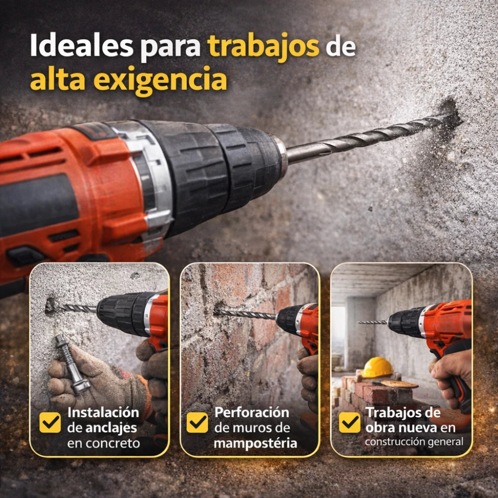 Brocas Para Muro Largas 30cm Set X3 8 10 Y 12mm
