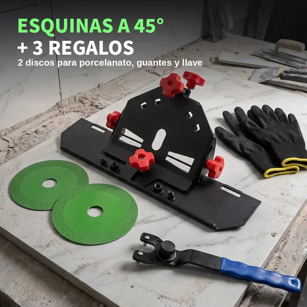 biseladora de 45 grados para pulidora con regalo de 2 discos para porcelanato, guantes y llave