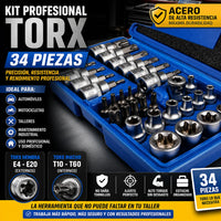Thumbnail for Juego de Copas Torx 34 Piezas para Mecánica Profesional