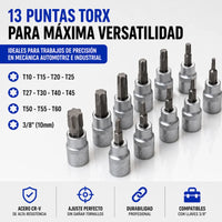 Thumbnail for Juego de Copas Torx 34 Piezas para Mecánica Profesional