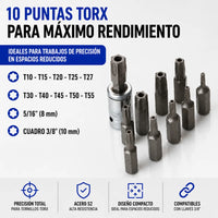 Thumbnail for Juego de Copas Torx 34 Piezas para Mecánica Profesional