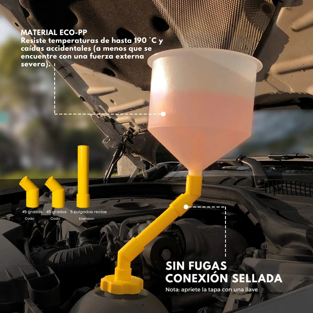 Kit Embudo para Refrigerante con Adaptadores | Purga el Sistema sin Derrames