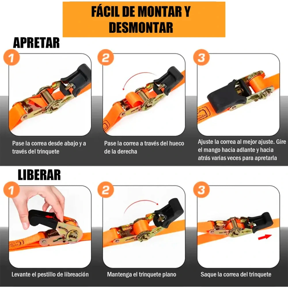 Eslinga Set X2 Piezas Cuerdas De Carga 3m Largo X 2.5cm Ancho