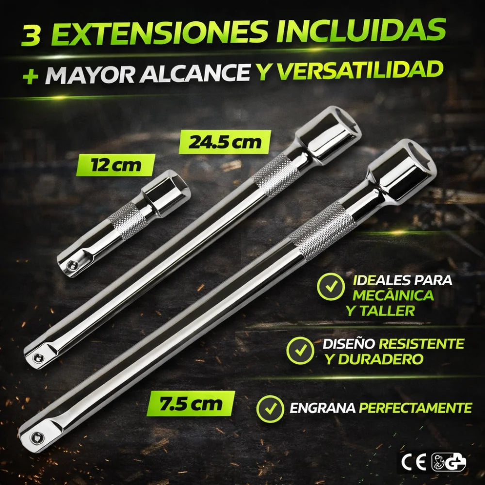 Kit Extensiones para Rachet 1/2" 3 Piezas | Al por mayor