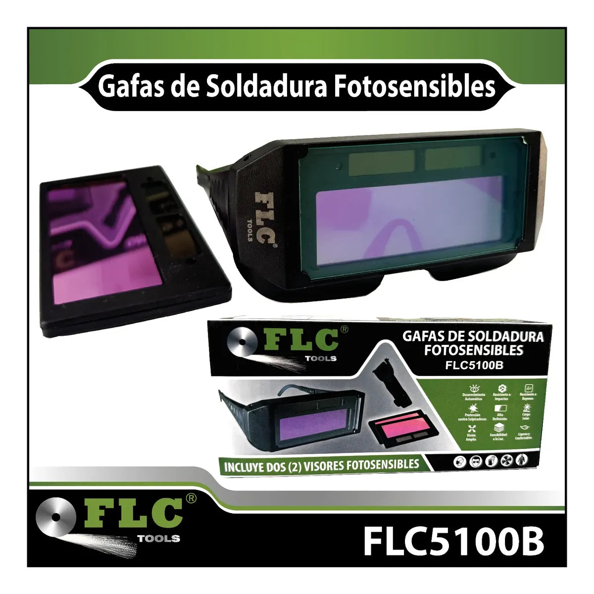 Gafa para Soldar Fotosensible Solar + Vidrio de Repuesto FLC Tools | Al Por Mayor