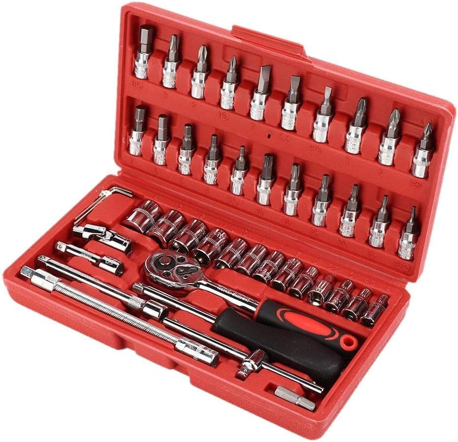 Kit De 46 Piezas Puntas Copas y Trinquete 1/4"
