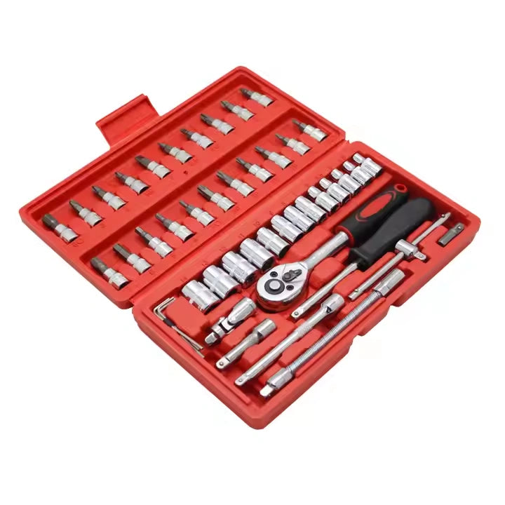 Kit De 46 Piezas Puntas Copas y Trinquete 1/4"