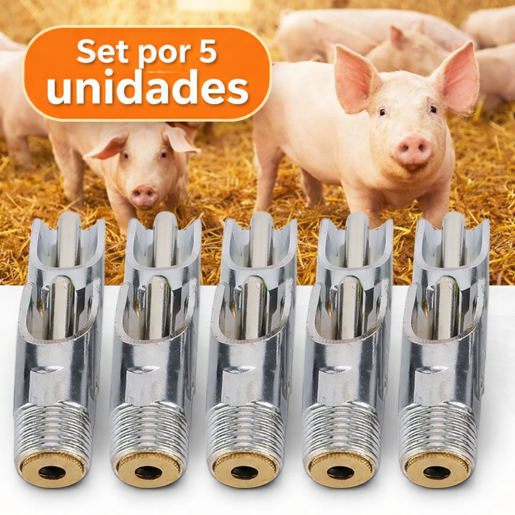 Bebedero Tipo Pezón para Cerdo – Set por 5 Unidades