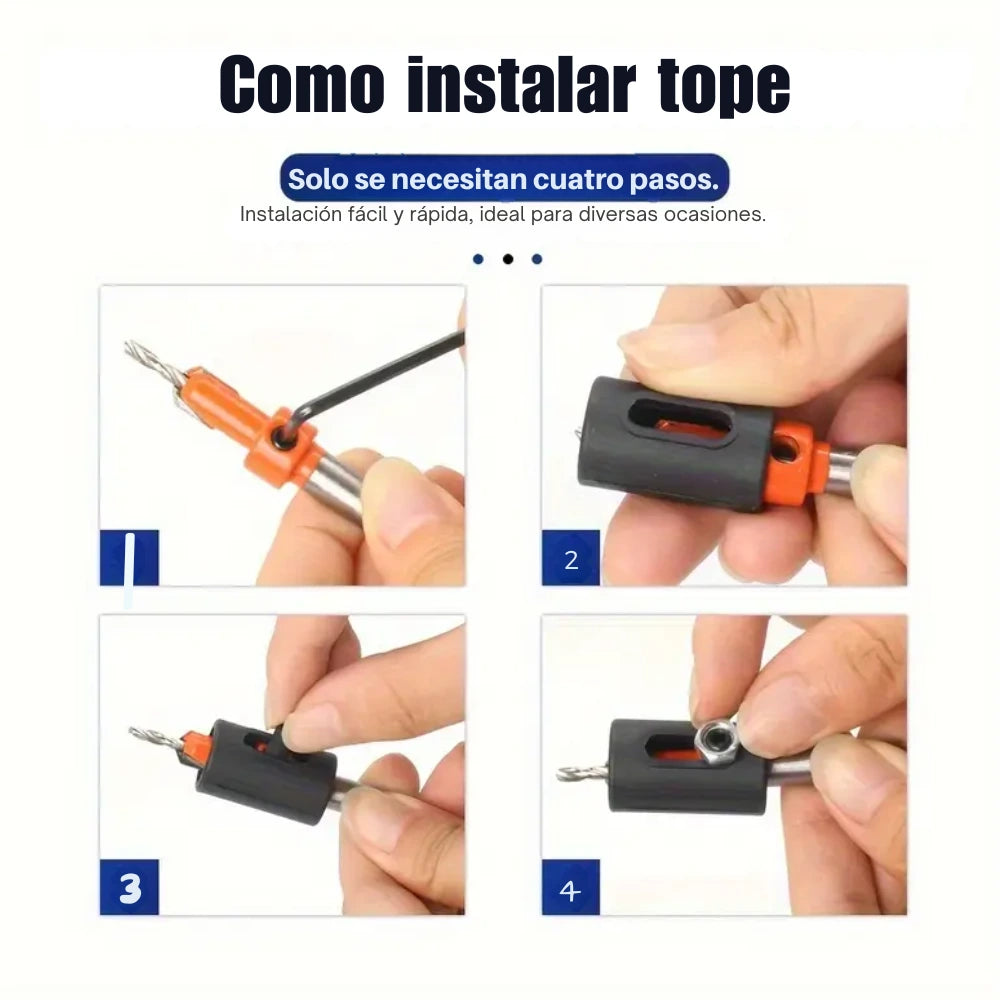 Juego 6 Piezas Brocas Avellanadoras Madera Tope Ajustable