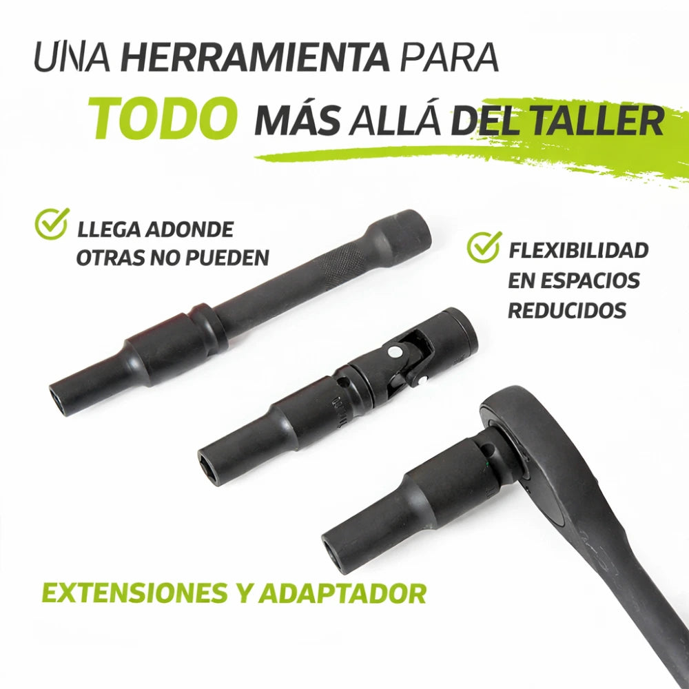 Juego de Rachet 1/2 Profesional con Copas Largas (22 Piezas) – Hecho para Talleres