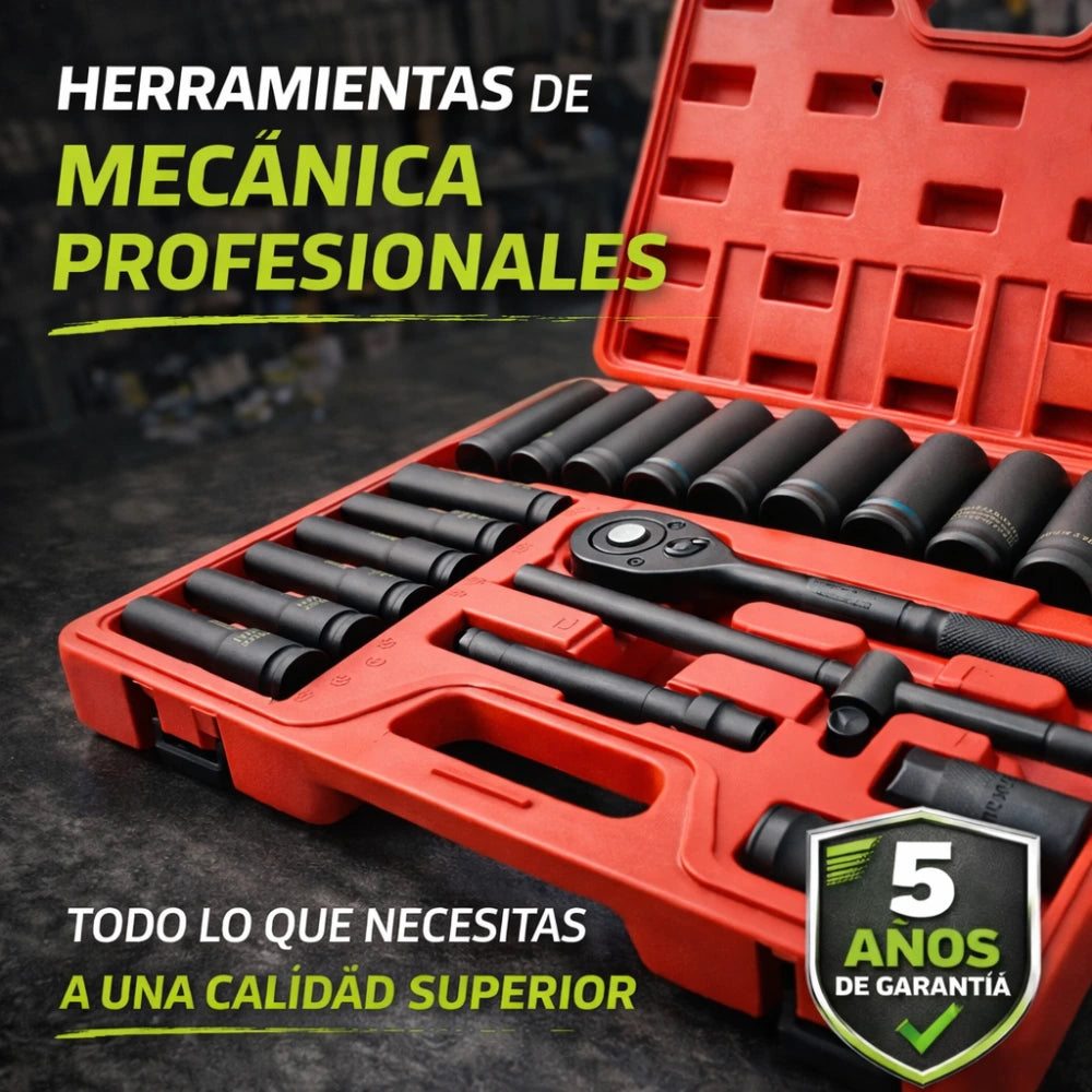 Juego de Rachet 1/2 Profesional con Copas Largas (22 Piezas) – Hecho para Talleres