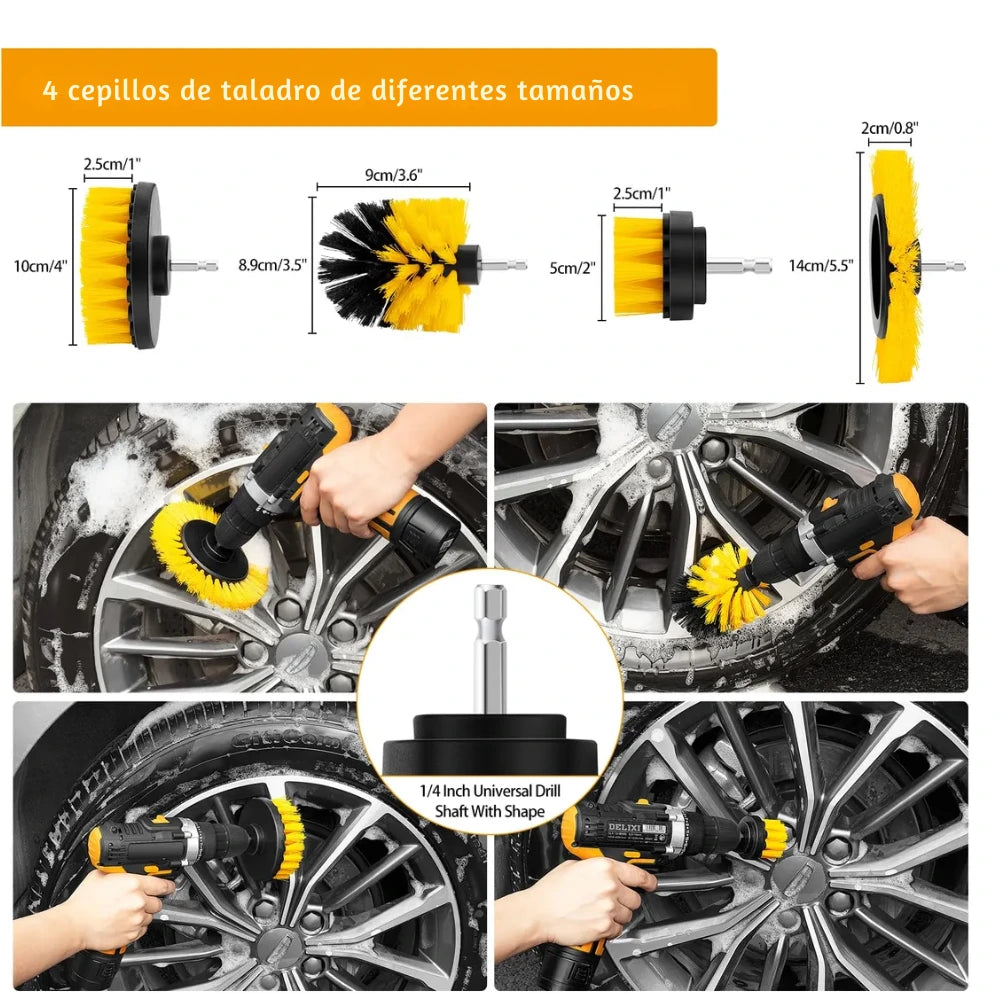 Kit Limpieza 22 Pcs Lavado Detallado Carros y Motos *NO incluye taladro*