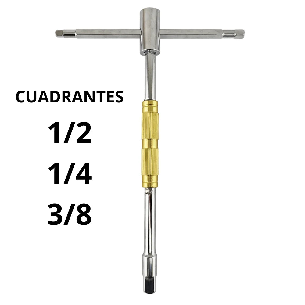 Llave Tipo T Ajustable Multiproposito 3 Cuadrantes 1/4 3/8 1/2