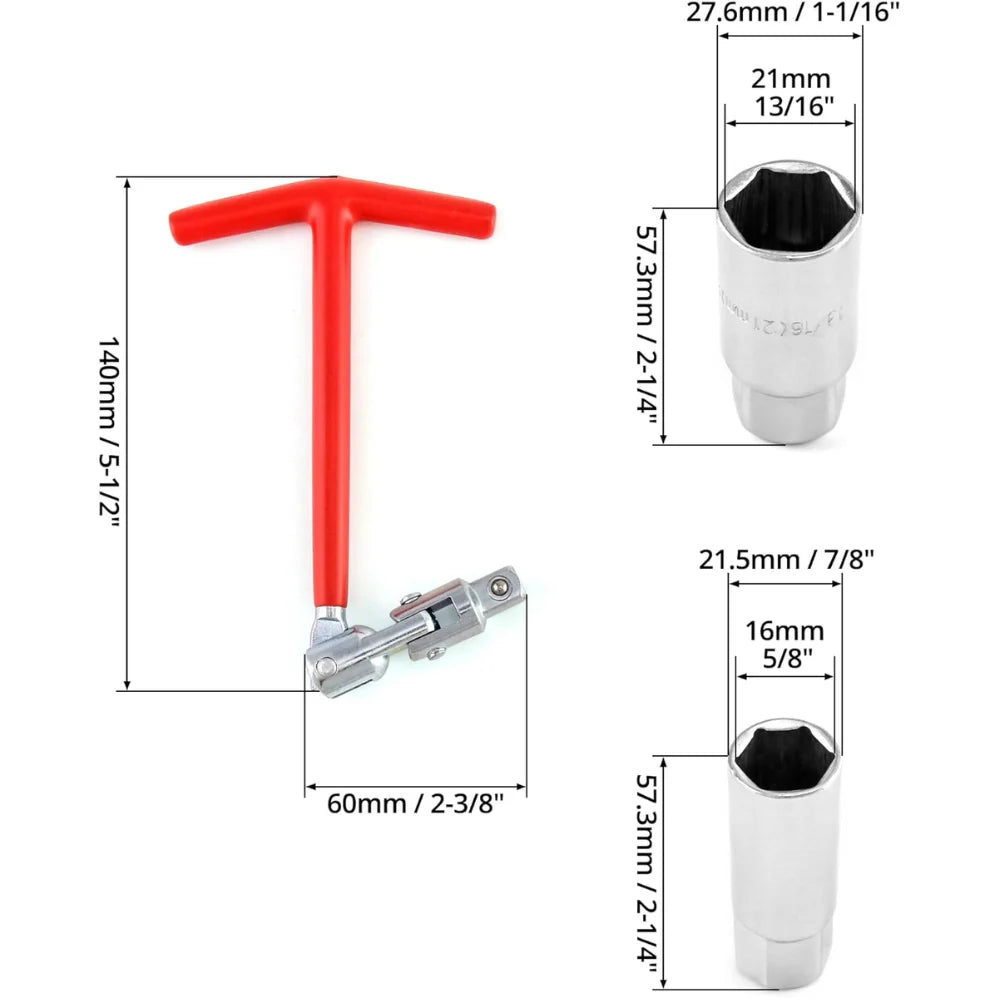 Llave Tipo T Saca Bujias Copas 16mm De 21mm Cuadrante 3/8