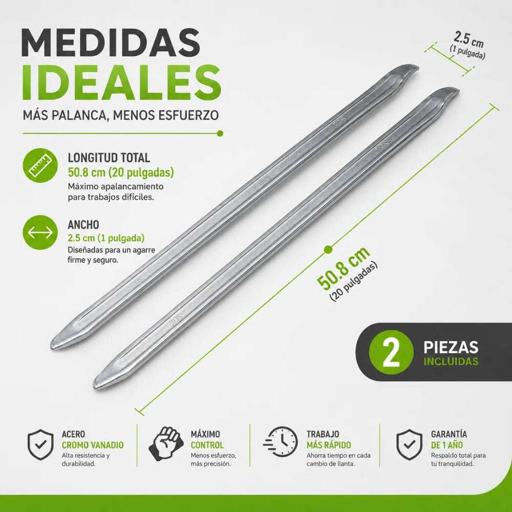 Set 2 Palancas Profesionales Para Neumáticos 50.8 cm + 1 Año de Garantía