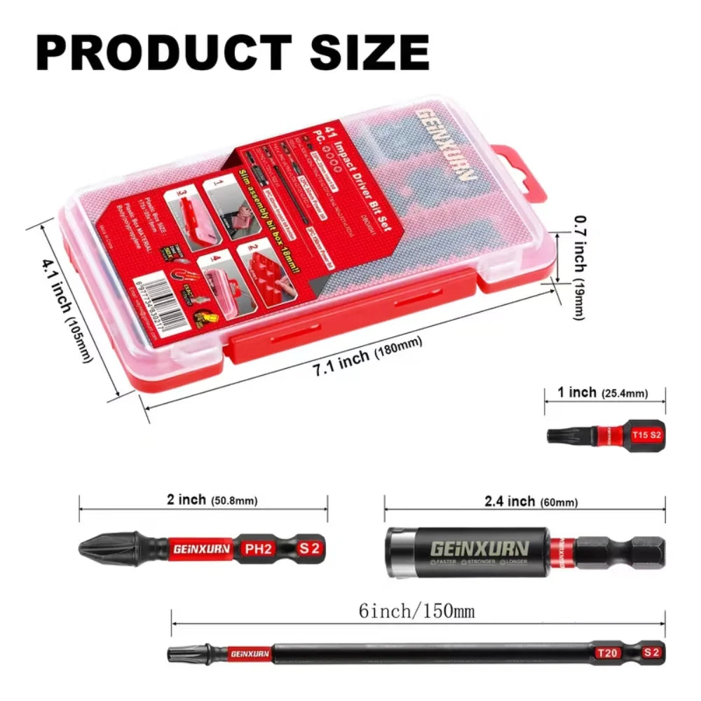 Kit 42 Puntas Destornillador Impacto Profesional Multiusos PH2