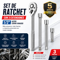 Thumbnail for Rachet 1/2” con 3 Extensiones – Durabilidad, Alcance y Garantía Exclusiva