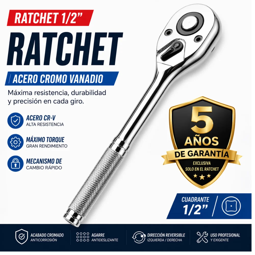 Rachet 1/2” con 3 Extensiones – Durabilidad, Alcance y Garantía Exclusiva