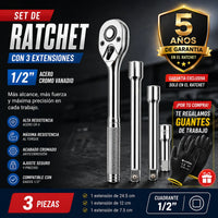 Thumbnail for Rachet 1/2” con 3 Extensiones – Durabilidad, Alcance y Garantía Exclusiva