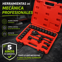 Thumbnail for Juego de Rachet 1/2 Profesional con Copas Largas (22 Piezas) – Hecho para Talleres