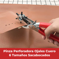 Thumbnail for Pinza Perforadora Ojales Cuero 6 Tamaños Sacabocados