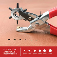 Thumbnail for Pinza Perforadora Ojales Cuero 6 Tamaños Sacabocados