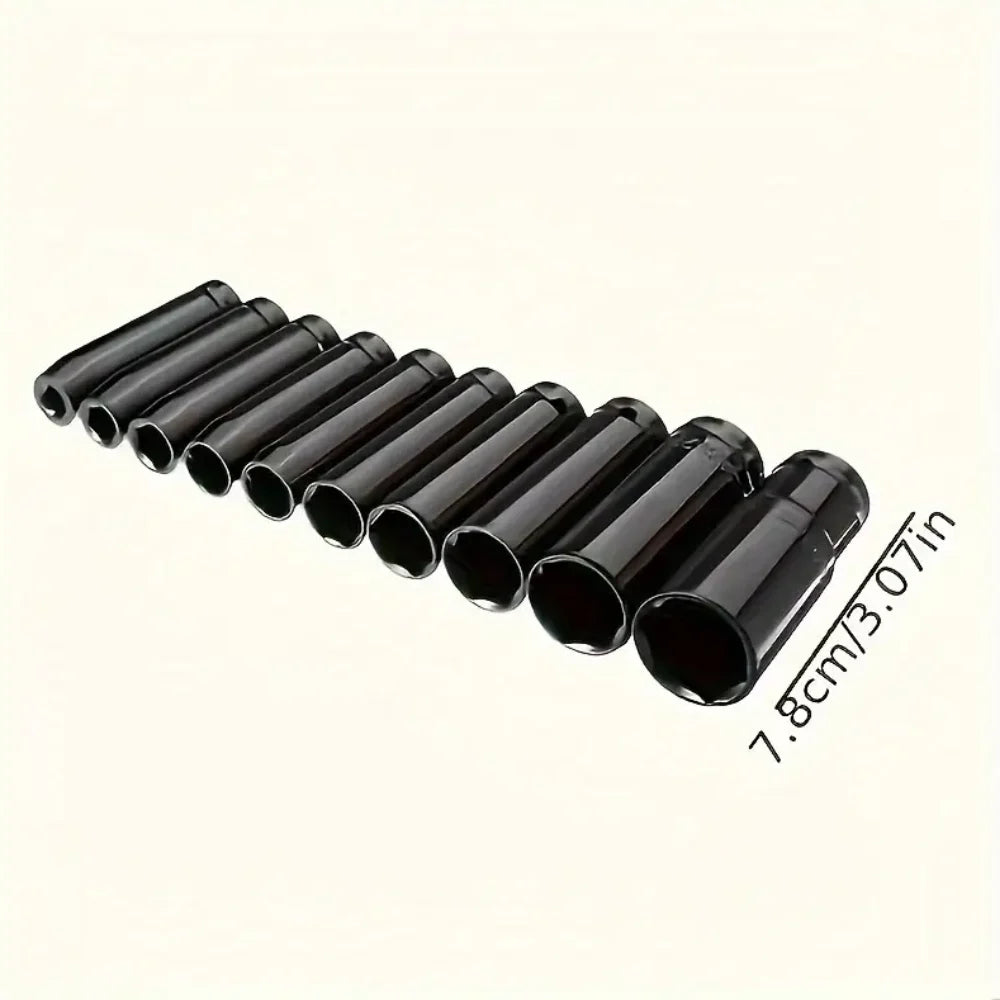 Juego De Copas De Impacto Largas De 1/2 X 10 Piezas Mecanica