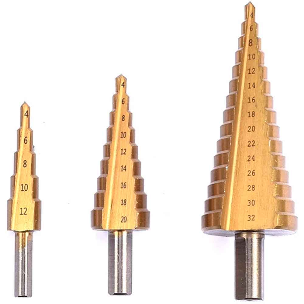 Brocas Escalonadas Hss Juego 3 Piezas Para Madera Metal PVC Y Mas