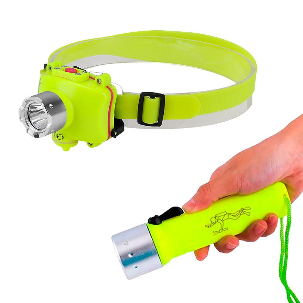 Combo linternas de buceo mas obsequio linterna con zoom